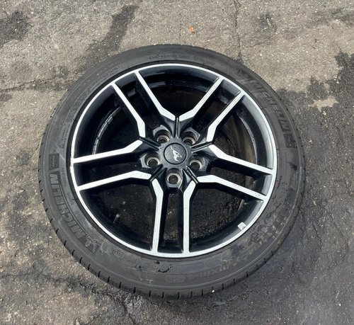2015 - 2024  Ford Mustang Machined Black OEM Wheel 18" Rim - Michelin Tire