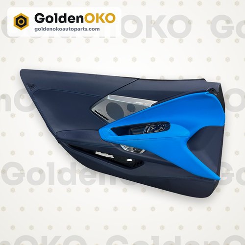 21-25 OEM CHEVY CORVETTE C8 LH LEFT DRIVER DOOR TRIM PANEL TENSION TWILIGHT BLUE