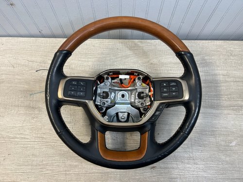 2019 - 2024 OEM RAM 2500 3500 Longhorn BLACK LEATHER and WOOD Steering Wheel